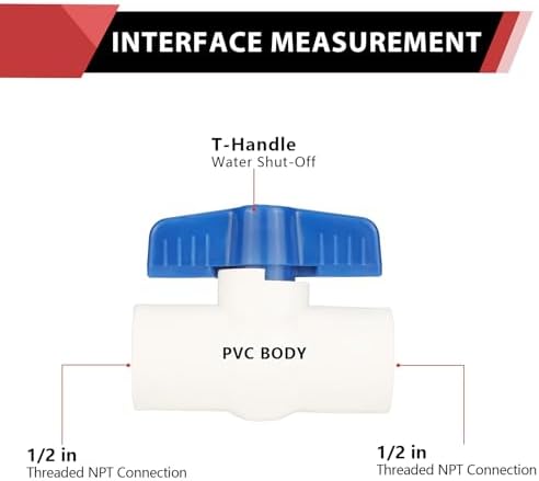 (Pack of 100) EFIELD 1/2 Inch PVC Ball Valve (FPT Threaded), Schedule 40, FPT x FPT Threaded For Residential, Commercial, Agricultural and Light industrial Applications,(PVC010-10-100PCS) - Image 2