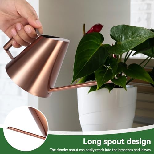HERCHR Stainless Steel Watering Can, Indoor Watering Can Metal Watering Can for Outdoor and Indoor Plants(1500ml) - Image 3