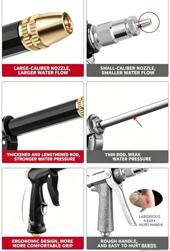 Multifunctional Car Wash Tool, Powerful High-Pressure Home Car Wash & Garden Sprayer, Heavy Duty Adjustable Twist Hose Nozzle, for Watering Plants and Washing Cars with 4 Mode (B Set+33ft Hose) - Image 5