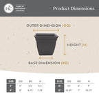 The HC Companies Eclipse Square Planter Pot, 8 Inch, Warm Gray, 4-Pack - Image 5