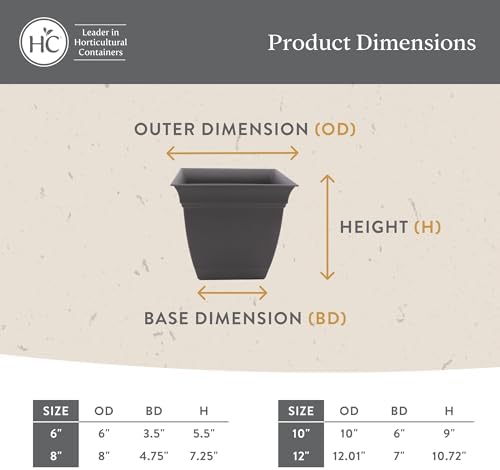 The HC Companies Eclipse Square Planter Pot, 12 Inch, Cottage Stone, 2-Pack - Image 5