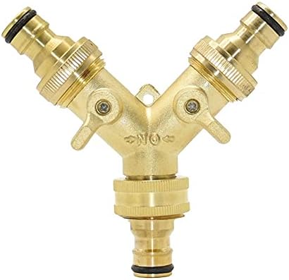 Plumbing Fittings Ball Valve Hose Connectors Brass Female 3/4" to 2-Way Tap 5/8" Nipple Water Splitter Male Y Garden Quick Connector Irrigation 1pcs (Color : Style(Style C) by Unknown