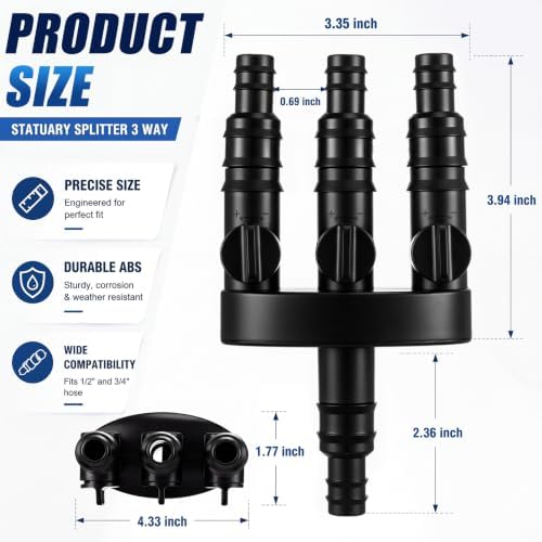 4 Pack Statuary Splitter 3 Way for Pond & Fountain Pumps - Image 2