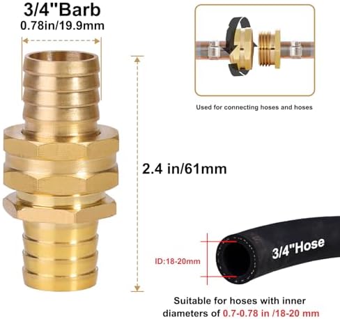 SIGURANTA Garden Hose Repair Connector with Clamps Hose End Repair Kit,3/4" Barb Garden Hose Fittings Male and Female brass garden hose ends (3/4"Barb-10 Set) - Image 2