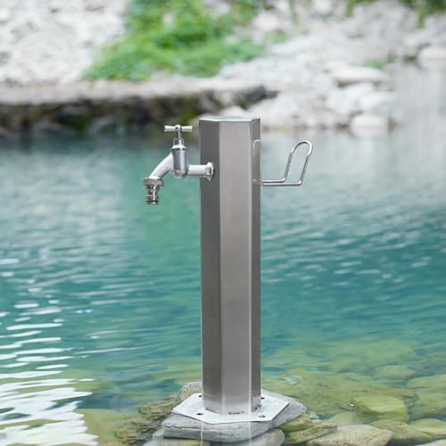 Freestanding Veal Garden Water Column with Faucet - Durable Outdoor Hose Stand for Patio, Backyard, Antifreeze Tap, Ideal for Villas and Parks by Unknown