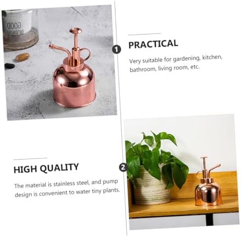 Totority Vintage Succulent Watering Can with Pump Rose Gold Stainless Steel Plant Spray Bottle for Indoor Gardening and Multi-use Plant Care - Image 3