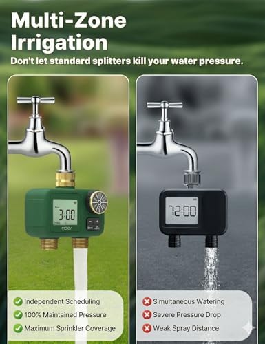 MOES 2 Zone Water Timer, Brass Fittings, Rain Delay, No Wi-Fi Required - Image 5