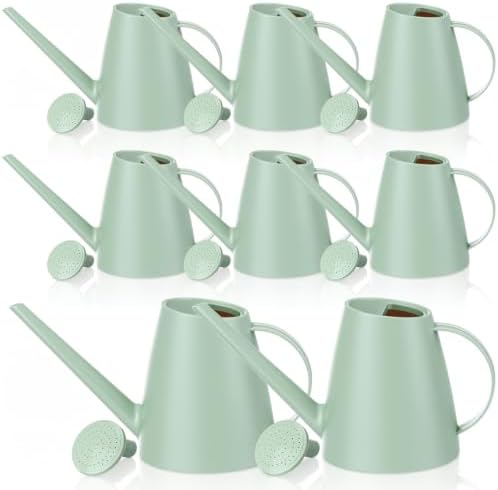 8 Pack Watering Can for Indoor Plants, 1.8L/60oz Small Plastic Water Cans with Long Spout, Lightweight Pitcher for House Plants, Garden Flowers, Mint Green by Ferrochef