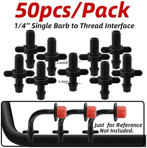 50pcs Garden Tee Connector 4/7mm 1/4'' Hose Pipe Water Tubing Barb Fitting Drip Irrigation Adapter Coupling Repair(J-50PCS) - Image 2