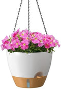 ZMTECH 12 Inch Large Self Watering Hanging Planters for Indoor Outdoor Plants - Water Level Indicator & Removable 60 Oz Reservoir, 1 Pack Plastic Hanging Basket for Window Porch Garden Balcony, White by HighQualityGardeningTools