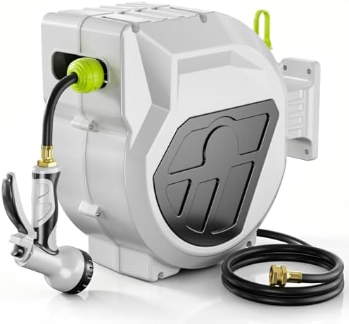 Retractable Garden Hose Reel, 1/2 Inch x 75ft, Wall Mounted Hose Reel by Baococo