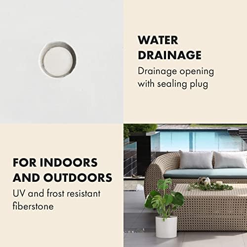 Fox & Fern Large Planter for Indoor or Outdoor, White Matte, 12 & 14.6 Inch - Image 5