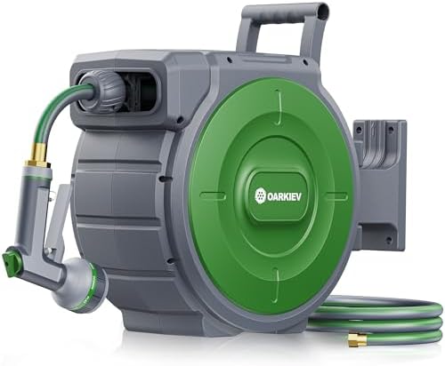 Garden Retractable Hose Reel, 1/2 Inch x 100 ft Wall Mounted Garden Hose Reel with Any Length Lock, Upgraded Slow Return System and 180°Swivel Bracket by Unknown