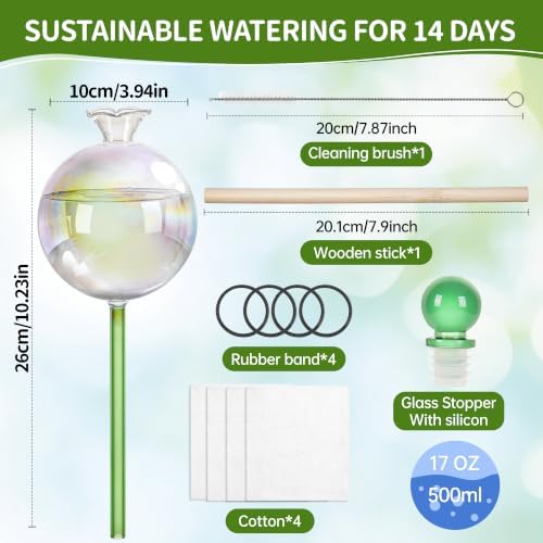 17 oz 2 Weeks Extra Large Plant Watering Globes, Iridescent Glass Self Watering Globes, Self Watering Planter Insert, Automatic Watering Bulbs for Daily or Vacation Use (4 Pack) - Image 2