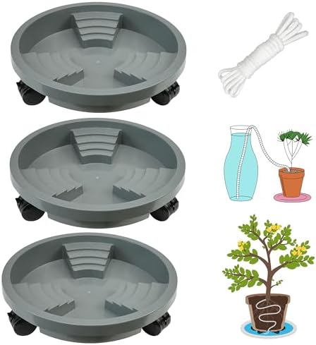 ORIMERC 3 Pack Plant Caddy with Wheels Heavy Duty 14 inch Plant Saucer Self-Watering Design, Movable Wheeled Round Planter Stand Coaster Trolley, Flower Pot Dolly on Rolling Caster Indoor Outdoor by OrimercGarden