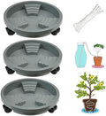 ORIMERC 3 Pack Plant Caddy with Wheels Heavy Duty 14 inch Plant Saucer Self-Watering Design, Movable Wheeled Round Planter Stand Coaster Trolley, Flower Pot Dolly on Rolling Caster Indoor Outdoor by OrimercGarden