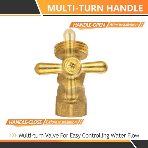 50PC HeSun 1/2" FIP Inlet x 3/4" MHT Outlet No-Kink Hose Bibb Valve - Image 5