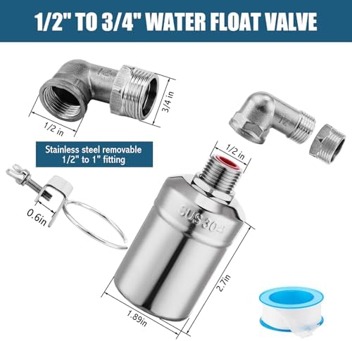 MorningRo 4 Pack Float Valve for Water Tank 1/2" to 3/4", Regular Style - Image 2