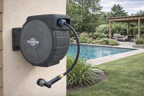 Sunneday TW-75S 75ft Retractable Hose Reel | Automatic Retractable w/Wall Mount | Easy to Assemble Reel w/Flexible Swivel Mount (75FT 1/2) - Image 5
