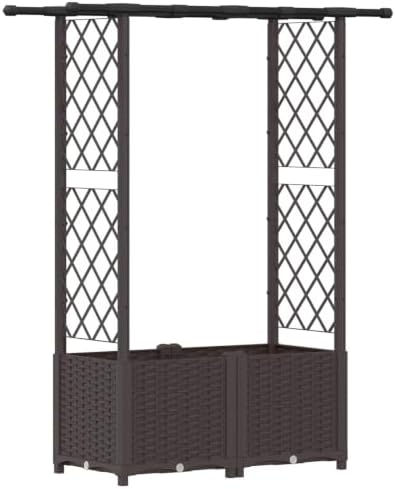 Polypropylene Raised Garden Bed with Trellis & Roof, Brown by Unknown
