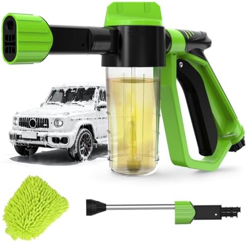 YASHINE Car Wash Foam Gun Kit for Garden Hose, Foam Cannon Soap Sprayer Kit with Microfiber Wash Mitt, One-Click Switches Foam/Water, 3 Spray Modes & Higher Water Pressure, Foam Blaster for Cars by YASHINE