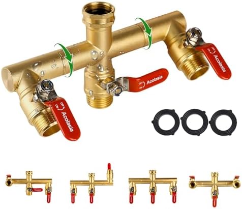Hose Splitter 3 Way Heavy Duty Brass Garden Hose Splitter with 360° Rotatable, 304 Stainless Steel Long Handle Outdoor Full Flow Hose Splitter Connector, 3/4" GHT Thread by Unknown