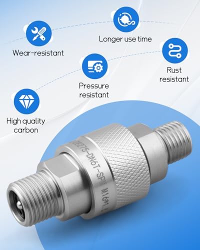 M16-M14 Hydraulic Quick Connect Fittings, 2 Pcs Hydraulic Quick Coupler w/Build-in Plunger, Fit for AGT and Chinese Mini Excavators - 2 Male & Female Hydraulic Hose Fittings - Image 5