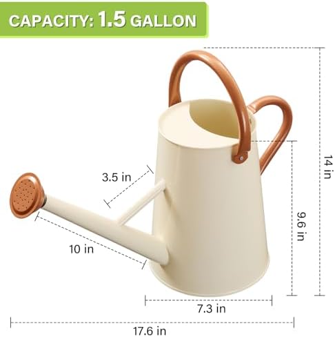 Watering Can for Outdoor&Indoor Plants，1.5 Gallon，Cream White - Image 2