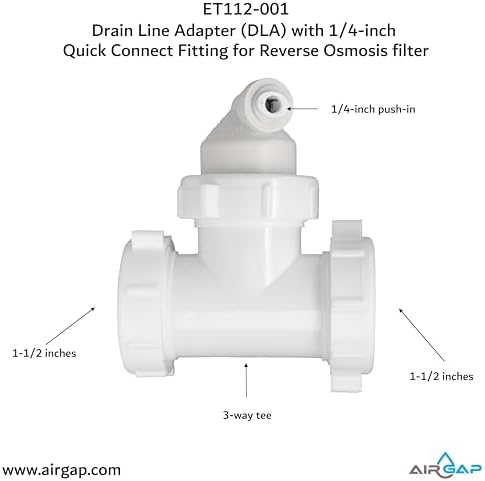 Drain Line Adapter (DLA) with 1/4-inch Quick Connect Fitting for Reverse Osmosis filter (ET112-001, 12-25QC, DLA-12) - Image 2