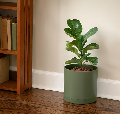 D'vine Dev Plastic Planter Pot with Saucer, 10 in, Olive, 74-X-I-2 - Image 7