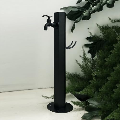 304 Stainless Steel Cylindrical Vertical Garden Water Column with Hose Stand,Outdoor Anti-Freeze Faucet Watering Fountain Irrigation Post,Yard Black A Style by Unknown