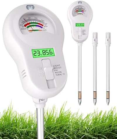 6-in-1 Soil Moisture Meter with 3 Probes, PH/Sunlight/Soil Moisture/Fertility with 3 Removable Probe, Digital Air Temp/Humidity, Soil Tester for Garden, Lawn, Indoor and Outdoor Plants by Unknown