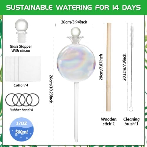 17 oz Extra Large Plant Watering Globes, Glass Self Watering Globes, Rainbow Gradient Self Watering Planter Insert, Watering Bulbs, Automatic Plant Waterer for Indoor Outdoor Plants (4 Pack) - Image 2