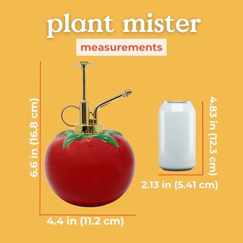 ban.do Tomato-Shaped Plant Mister, Indoor Plant Accessories, Watering Can, Ceramic, 16 oz, Tomato Red - Image 2
