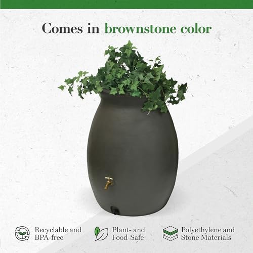 Algreen Products Castilla Rain Barrel 50-Gallon, Brownstone - Image 5