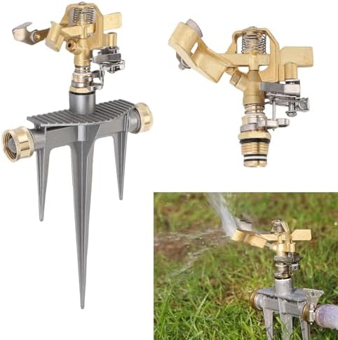 Generic Sprinkler Imp Spike Metal Base, Brass Nozzle 49FT Spray Distance 360 Degree Rotating for Large Area Yard Patio Garden Irrigation - Image 2