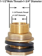 Joywayus 1-1/4" Female 1-1/2" Male Brass Water Tank Bulkhead Tank Fitting - Image 2
