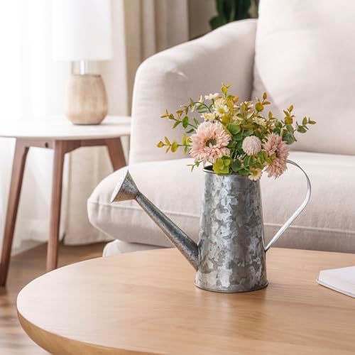 MyGift 5 Inch Small Rustic Galvanized Metal Decorative Vases in Vintage Style Watering Can Design for Dried Flowers and Artificial Plants, Set of 2 - Handcrafted in India (Pack of 2) - Image 3