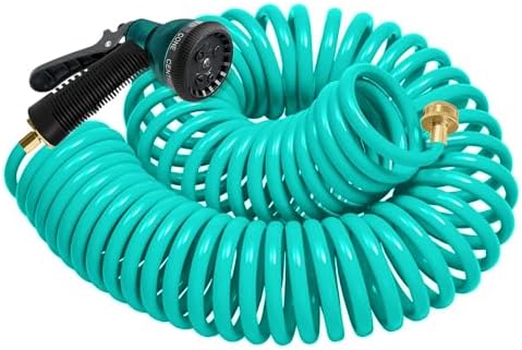 Coil Hose 50FT EVA Coil Garden Hose With 3/4'' Brass Connector by Garden