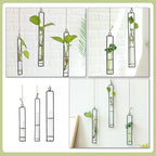 Wall Hanging Planter Xmas Glass Tube Planter with Iron Frame 3pcs - Image 3
