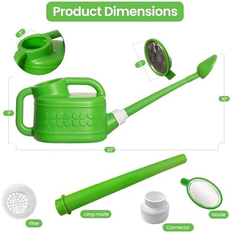 Plastic 1-Gallon Watering Can with Long Spout and Dual Handle for Indoor & Outdoor Plant Care, Lawn Maintenance and Yard Gardening - Image 2