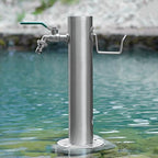 Stainless Steel Garden Water Column with Faucet, Floor Mounted Outdoor Fountain, Hose Stand for Lawns, Ideal for Washing & Cleaning - Silver (19.7 x 8.1 in) by Unknown