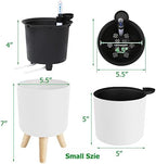 6.5" & 5.5" Self Watering Planters (2 Pack) for Indoor Plants with Water Indicator, White Modern Flower Pot with Wood Stand for Office Home Decor Garden (Small+Middle) - Image 5