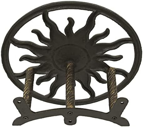 Zeckos Garden Hose Holder Sun 11.5 Inch Cast Iron Bronze - Image 5