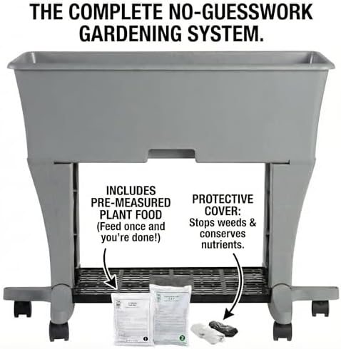 EarthBox Raised Garden Bed with Legs – Elevated Self Watering Planter Box with Wheels, Storage Shelf, Premium Plant Food, Easy Assembly, Made in USA, Gray - Image 4