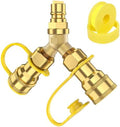 1/2 inch Natural Gas Y Splitter, 2-Way Natural Gas Quick Connect Fittings with Shut Off Valve, Conversion Kit for Gas Line, 1/2" Propane Hose, Pizza, Oven, Grill, Generator, Heater by Alloxity
