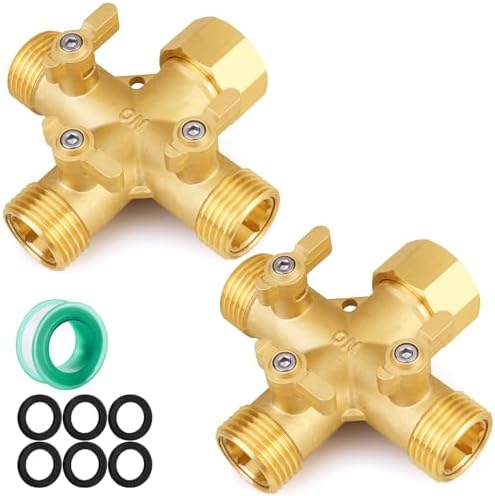 SIGURANTA Garden hose splitter, Brass 3 Way High Flow with Valve 3/4GHT splitter Connector (3 - way flow division 2PCS) by SIGURANTA