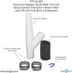 Drain Line Adapter (DLA) With 1/4-inch Quick Connect Fitting for a Water Filter and 7/8-inch Fitting for a Dishwasher (ET116-001, D-25QC, DLA-D) - Image 5