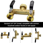 360° Rotatable Garden Hose Splitter 2 Way, Solid Brass Water Hose Y Valve - Image 4