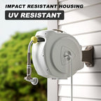Retractable Garden Hose Reel, 1/2 in 100+6 ft, Heavy Duty Wall Mounted Water Hose Reel, Spring Power Automatic Rewind, Any Length Lock, 180° Swivel Bracket, 10 Pattern Spray Nozzle - Image 2